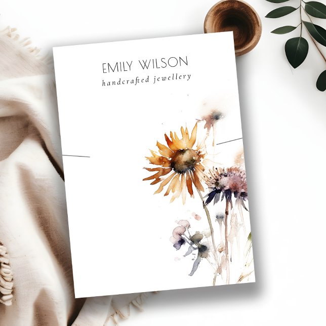 Carte De Visite Écran de collier Boho Fleur sauvage sec (Créateur téléchargé)