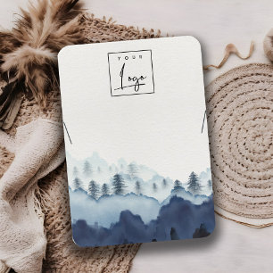 Carte De Visite Écran de collier de logo en bois de pin bleu mari