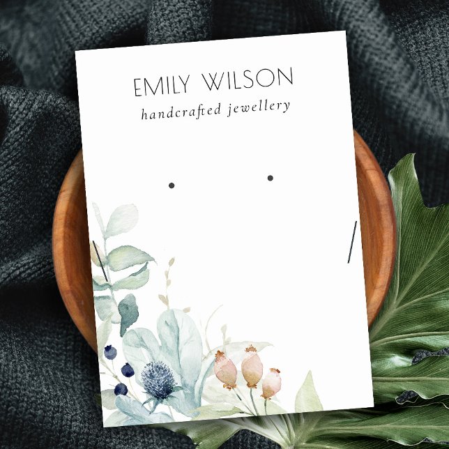 Carte De Visite Écran de collier d'oreille bleu vert feuillage (Créateur téléchargé)