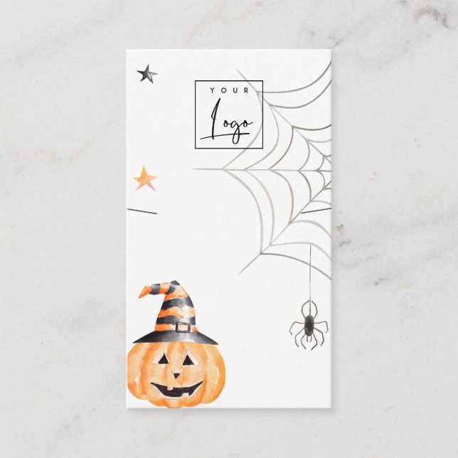 Carte De Visite Écran de collier du logo Citrouille d'Halloween (Devant)