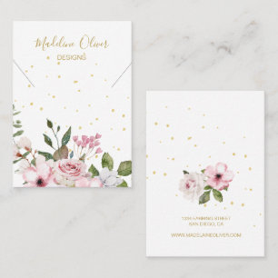 Carte De Visite Écran de collier moderne Floral Rose Gold