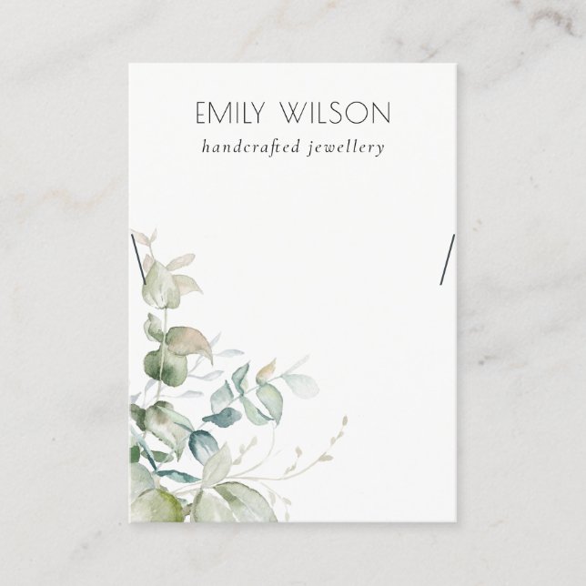 Carte De Visite Écran de collier Pastel Blue Green Foliage (Devant)