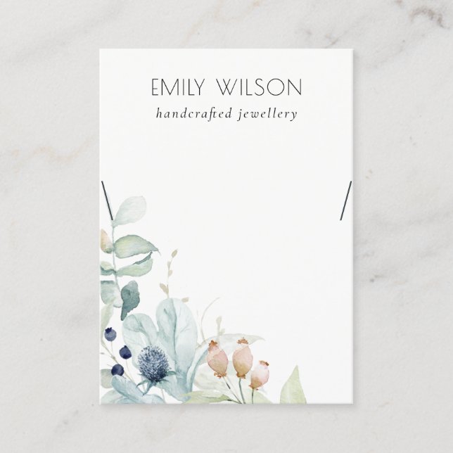 Carte De Visite Écran de collier Pastel Blue Green Foliage (Devant)