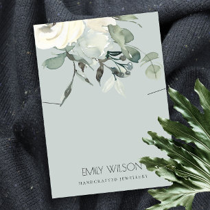CARTE DE VISITE ÉCRAN DE COULEUR FLORAL BLANC EN IVOIRE GRISE