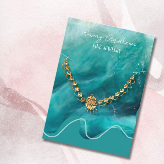 Carte De Visite Écran de porte-bijoux turquoise Designer (Créateur téléchargé)