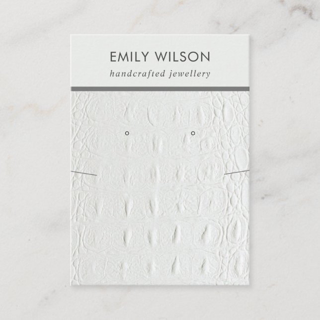 CARTE DE VISITE ÉCRAN D'ÉTIQUETAGE EN CUIR BLANC (Devant)