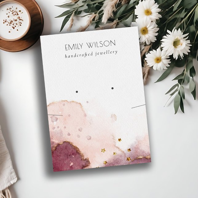 Carte De Visite Écran d'oreille Abstrait Blush Watercolor (Créateur téléchargé)