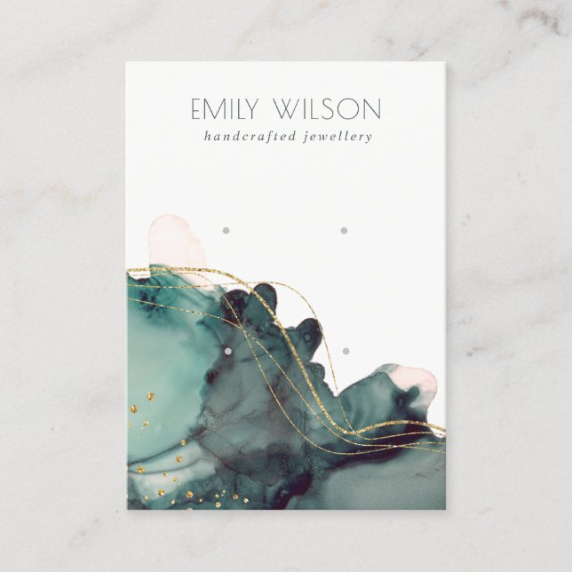 Carte De Visite Écran d'oreille Abstrait en encre d'alcool Gold Gr (Devant)