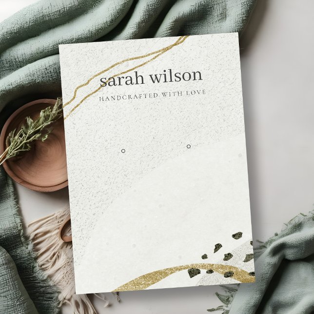 Carte De Visite Écran d'oreille Abstrait en ivoire noir (Créateur téléchargé)