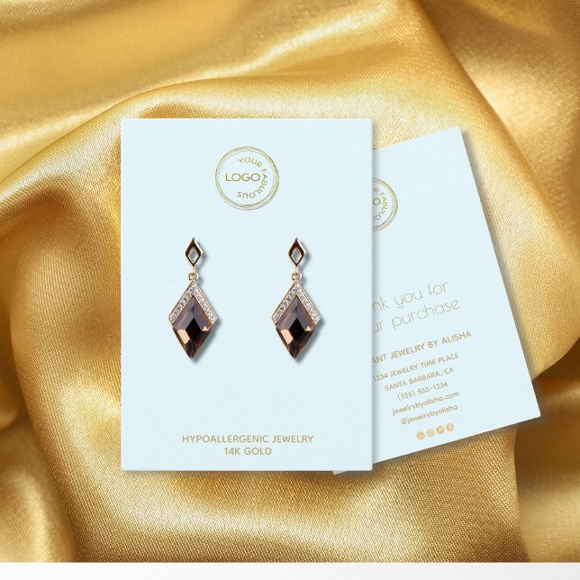 Carte De Visite Écran d'oreille Ajouter votre logo Bleu clair (Créateur téléchargé)