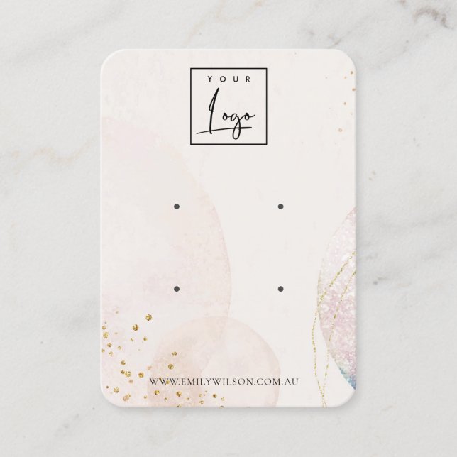 Carte De Visite Écran d'oreille Blush Gold Watercolor Logo 2 (Devant)