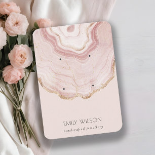 Carte De Visite Écran d'oreille Blush Rose Gold Agate Marbre 2
