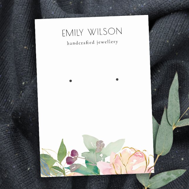 Carte De Visite Écran d'oreille couleur or rose floral (Créateur téléchargé)