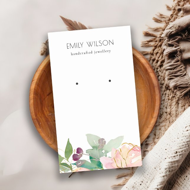 Carte De Visite Écran d'oreille couleur or rose floral (Créateur téléchargé)