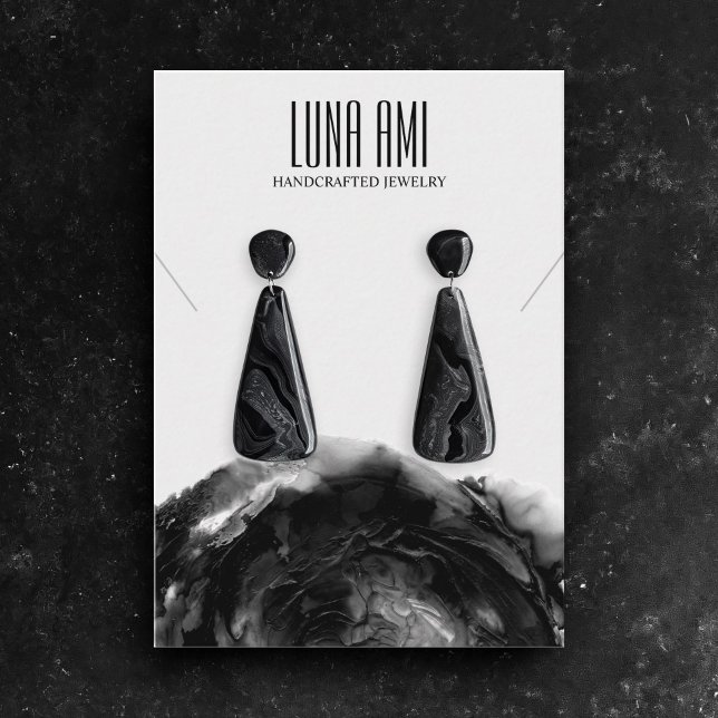 Carte De Visite Écran d'oreille du collier de bijoux gris noir (Créateur téléchargé)