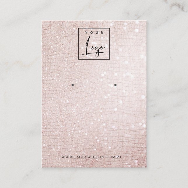 Carte De Visite Écran d'oreille du logo rose Gold Sparkle Parties  (Devant)