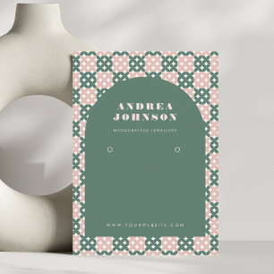 Carte De Visite Écran d'oreille en arc moderne rose vert du milieu