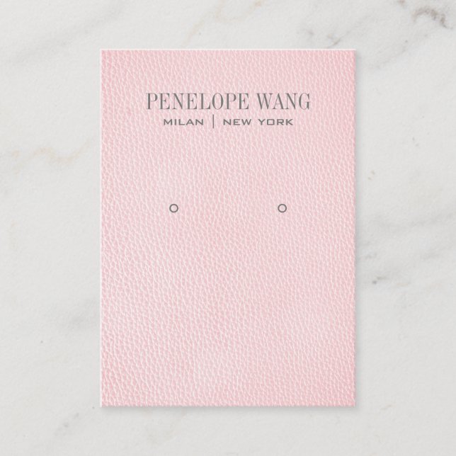 Carte De Visite Écran d'oreille en cuir rose pâle (Devant)