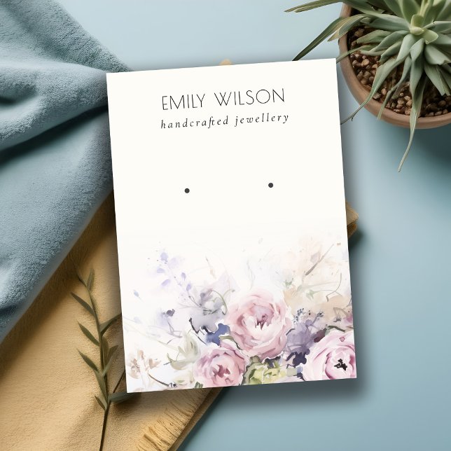 Carte De Visite Écran d'oreille fleurie Rose chic Blush (Créateur téléchargé)