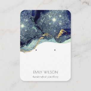Carte De Visite Écran d'oreille Fluid Abstrait Gold Navy Parties 