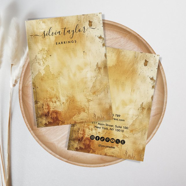 Carte De Visite Écran d'oreille Grunge Old Wood Gold (grunge texture)