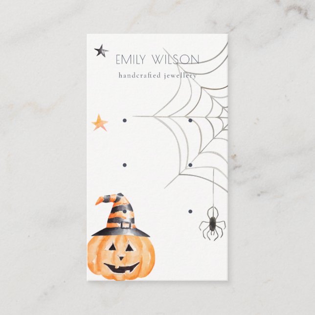 Carte De Visite Écran d'oreille Halloween Citrouille Spider Stud 3 (Devant)