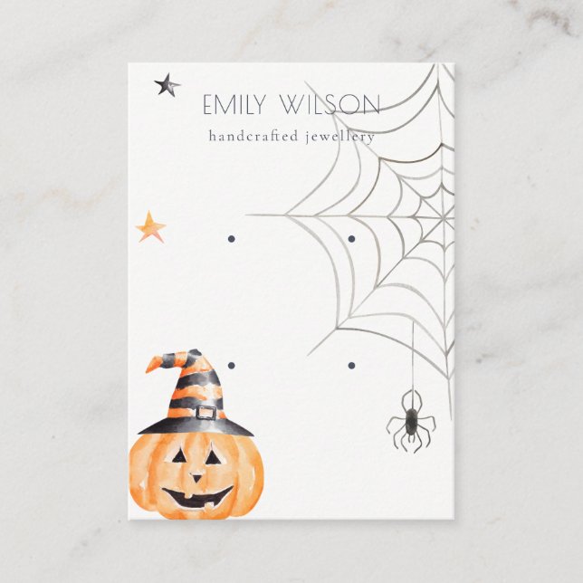 Carte De Visite Écran d'oreille Halloween Spider Citrouille 2 Écra (Devant)