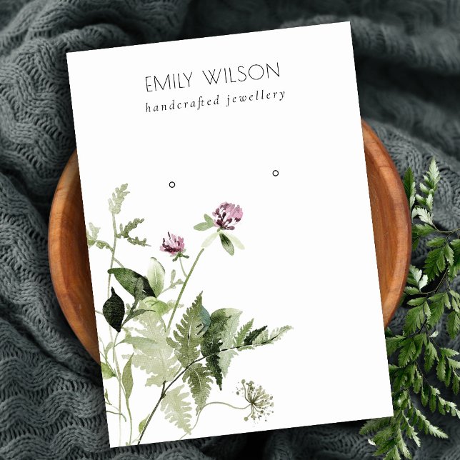 Carte De Visite Écran d'oreille Lilac Wild Floral Fern Bunch (Créateur téléchargé)