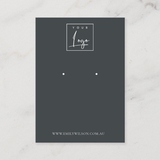 Carte De Visite Écran d'oreille noir et blanc minimal (Devant)