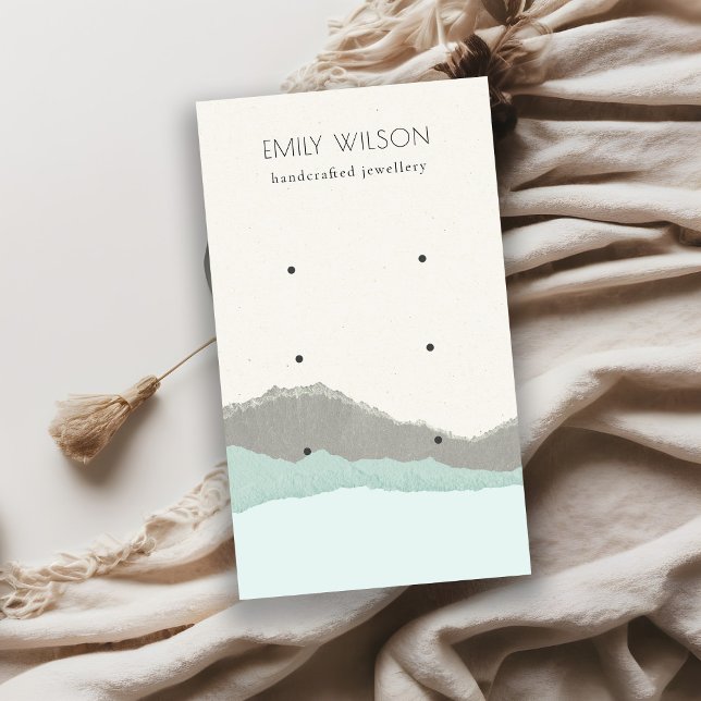 Carte De Visite Écran d'oreille Pastel Aqua Kraft Mountain Wave 3 (Créateur téléchargé)