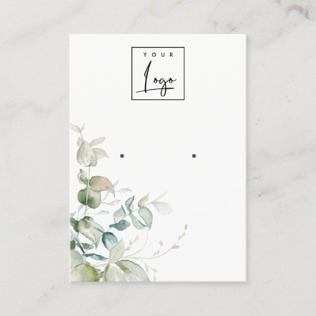 Carte De Visite Écran d'oreille Pastel Blue Green Foliage Bunch  (Devant)