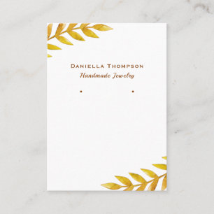 Carte De Visite Écran d'oreille pour bijoux en aquarelle Feuilles 