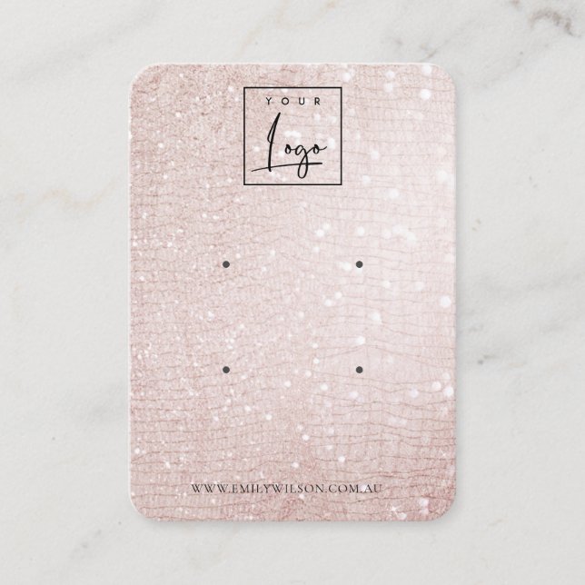 Carte De Visite Écran d'oreille rose Gold Sparkle Shiny Logo 2 (Devant)