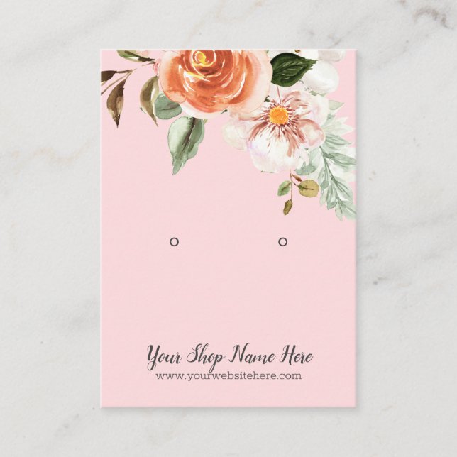 Carte De Visite Écran d'oreille rose impressionnante Fleurs d'aqua (Devant)