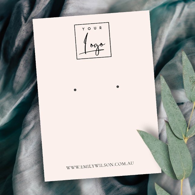 Carte De Visite Écran d'oreille rose pâle minimal du logo (Créateur téléchargé)