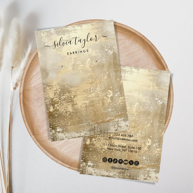 Carte De Visite Écran d'oreille simple en métal or moderne (old gold metal texture)