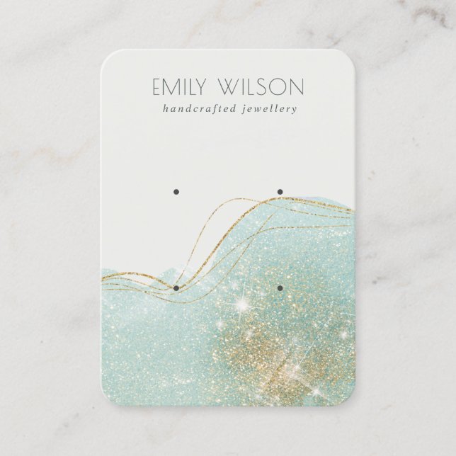 Carte De Visite Écran d'oreille Turquoise Abstrait Parties scintil (Devant)