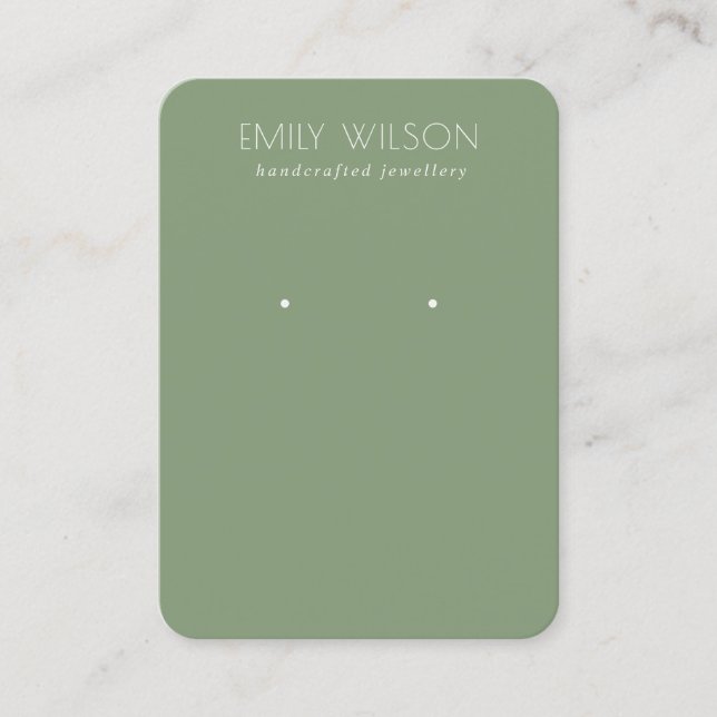 Carte De Visite Écran d'oreille vert moisi simple minimal (Devant)