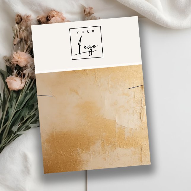 Carte De Visite Écran du logo de peinture à l'huile d'or beige (Créateur téléchargé)