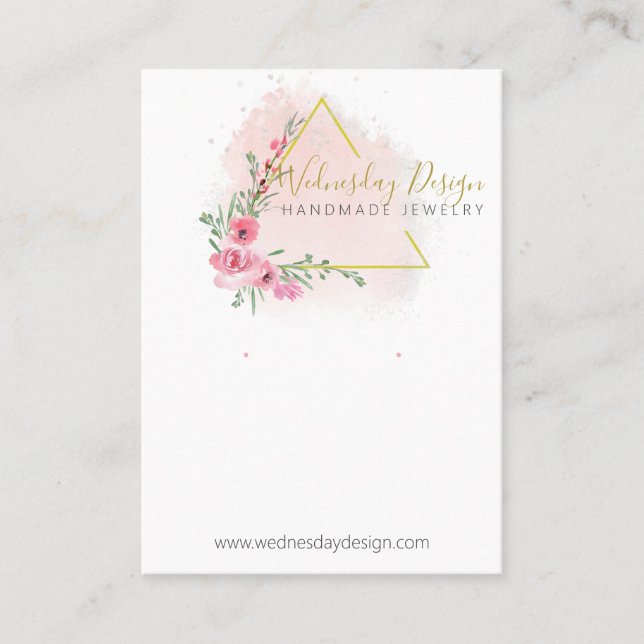 Carte De Visite Écran Edgy Floral Triangle Aquarelle (Devant)
