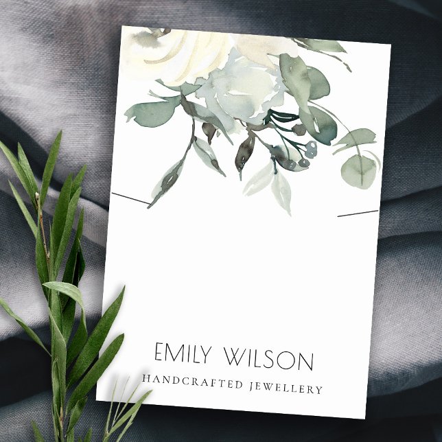 CARTE DE VISITE ÉCRAN FLEURI BLANC EN IVOIRE DOUX (Créateur téléchargé)