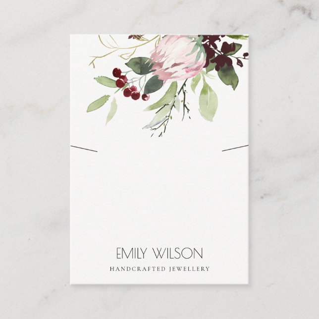 CARTE DE VISITE ÉCRAN FLEURI DE PROTÉA BURGUNDY ROSE BLEU (Devant)