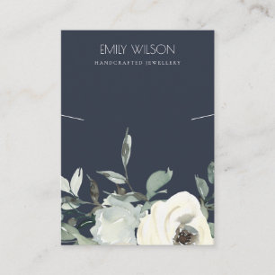 CARTE DE VISITE ÉCRAN FLORAL BLANC EN IVOIRE DE LA MARINE