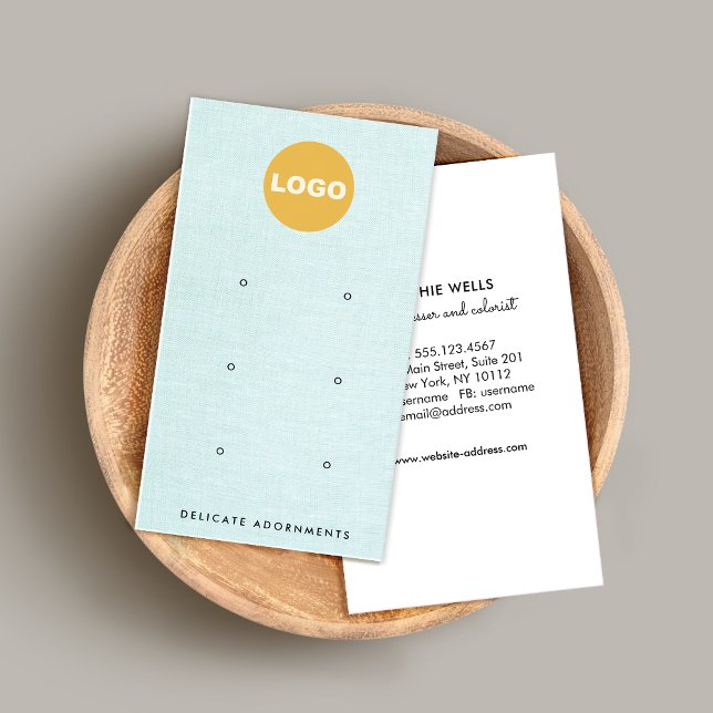 Carte De Visite Écran Lin Bleu 6 Trous Écran Lin Bleu Entreprise C (Créateur téléchargé)