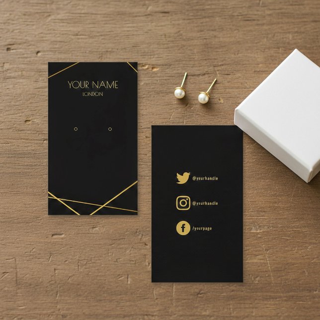 Carte De Visite Écran miniature simple en or géométrique (Simple geometric gold earring miniature display business card.)