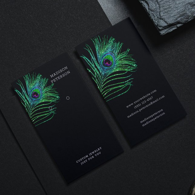 Carte De Visite Écran moderne Parties scintillant en plumes Bijoux (Créateur téléchargé)