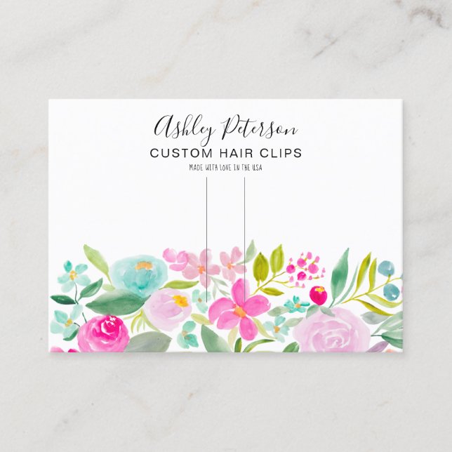 Carte De Visite Ecran rose floral - écran de barrette (Devant)