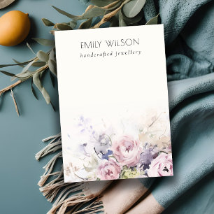 Carte De Visite Écran Rose Flore Aquarelle Vierge Bijoux