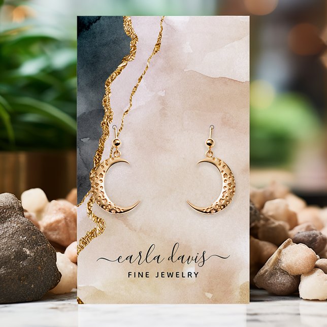 Carte De Visite Écran signature Aquarelle rose Bijoux noir (Créateur téléchargé)