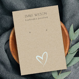 Carte De Visite Écran simple Kraft Blue Heart Stud